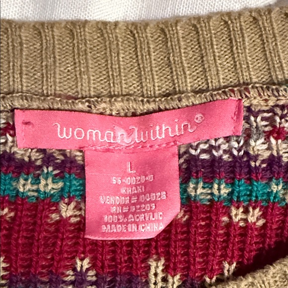 Woman Within Colorful Geometric Crewneck Sweater - Picture 2 of 3